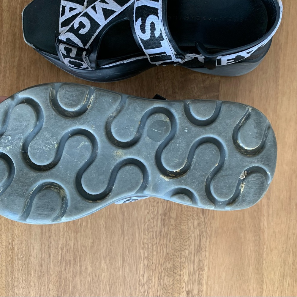 Stella McCartney Black and White Logo Platform Sandals - Picture 5 of 7